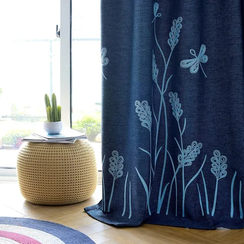 Vista 26 de Melodieux Cortinas texturizadas de lino con bordado de trigo para sala de estar, dormitorio, cortinas de ventana con patrón floral de granja