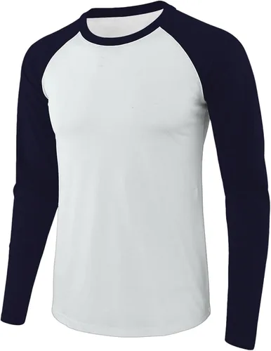 Vista 5 de Camiseta de béisbol para hombre, manga larga, cuello redondo, algodón, raglán, casual, dinámica