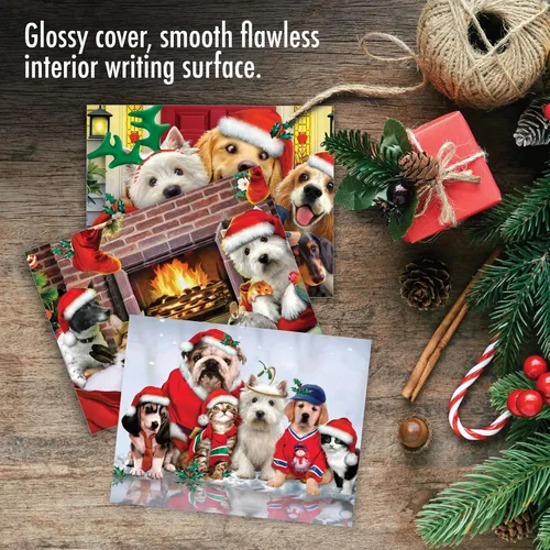 Vista 5 de The Best Card Company Paquete variado de 10 tarjetas navideñas de animales con sobres, humor silvestre festivo para hombres y mujeres