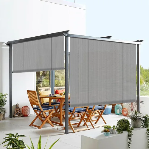Vista 10 de Windscreen4less Persianas opacas enrollables para exteriores, pantalla de privacidad para pérgola, balcón, porche, cochera, terraza, ventana, 8' An