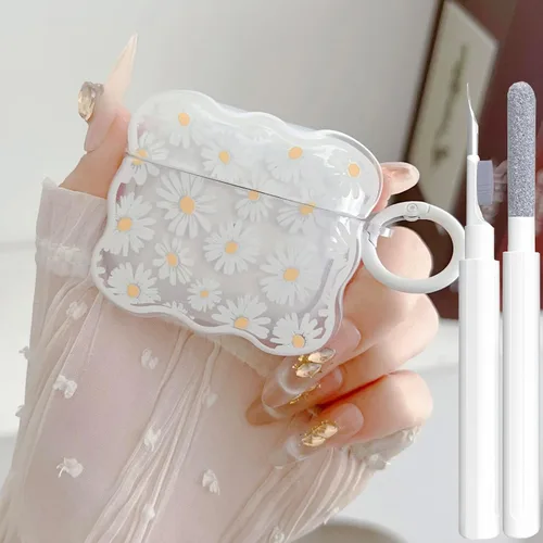 Vista 9 de Linda funda transparente para AirPods de 3ª generación, color verde, diseño de lazo femenino, TPU suave, a prueba de golpes, Kawaii Airpods