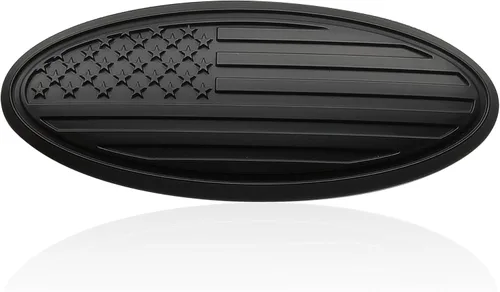 Vista 11 de Placa de bandera estadounidense de 4.5 pulgadas, emblema ovalado para parrilla delantera y trasera para Ford Fiesta Focus EcoSport (negro)