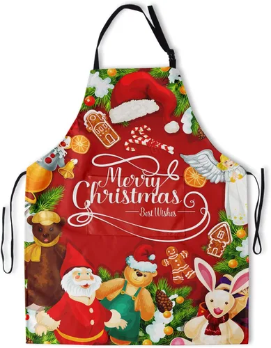 Vista 12 de Delantales para mujeres y hombres, delantal impermeable con 2 bolsillos, para peluquero, chef, cocinar, asar, accesorios de cocina, 28 x 33 pulgadas