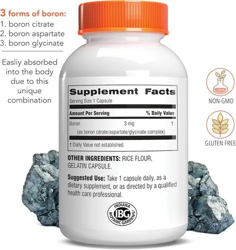 Vista 2 de Botanic Choice Super Boro Complex (3 mg) - Promueve la salud ósea y de la próstata mediante la metabolización del calcio y el magnesio - 3 formas
