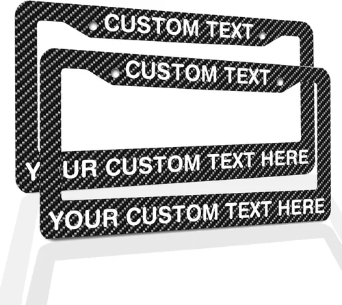 Vista 19 de Marcos de Matrícula con Cualquier Texto - Marco de Placa con Tu Mensaje Personalizado, Marco de Matrícula Personalizado con Nombre, Monograma, Logo