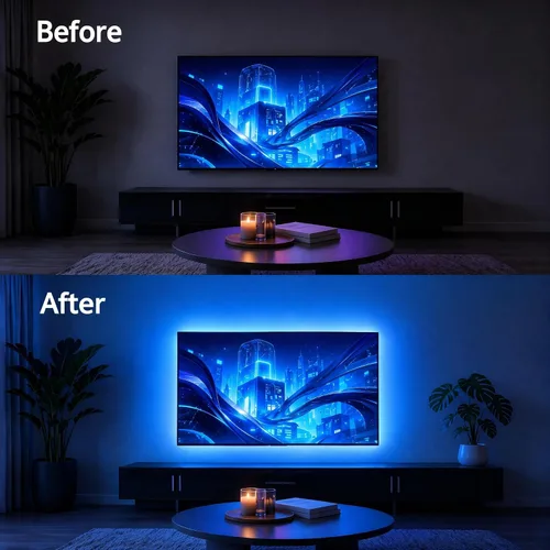Vista 3 de Luces LED para TV, retroiluminación RGB de TV de 9.8 pies para televisores de 32 a 43 pulgadas, retroiluminación LED de TV con sincronización
