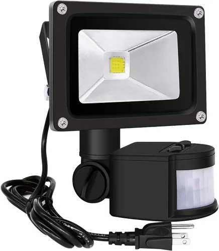 Vista 9 de Luces de inundación con sensor de movimiento al aire libre, lámpara LED de inducción de 10 W, foco impermeable IP65, 6500 K luz de sensor LED, luz