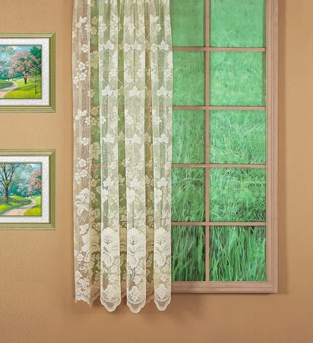 Vista 15 de Today's Curtain Cenefa de cortina de encaje floral con diseño de enredadera, 18", Marfil, 60 ancho x 18 largo