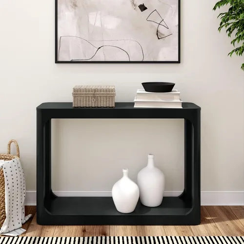 Vista 2 de Plank+Beam Forma Mesa Consola, 46 Pulgadas, Mesa de Sofá de Madera Sólida, Mesa de Entrada para Pasillo, Mesa Estrecha Detrás del Sofá, Mesas
