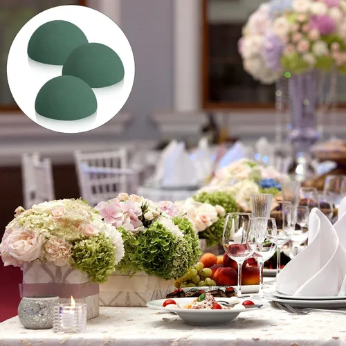 Vista 5 de Shihanee 12 bolas redondas de espuma floral en bloque de espuma floral húmedo y seco, bolas de espuma de flores verdes para flores artificiales