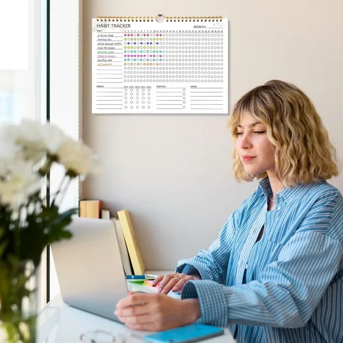 Vista 7 de Calendario de seguimiento de hábitos – 12 meses sin fecha, seguimiento diario de objetivos y hábitos, planificador de hábitos con encuadernación
