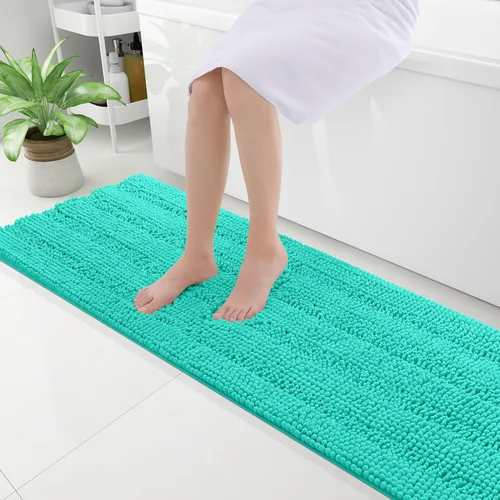 Vista 273 de Grandaily Alfombras de baño de felpilla a rayas de 24 x 16 pulgadas, extra gruesas y suaves, absorbentes, parte trasera de goma, alfombra de ducha