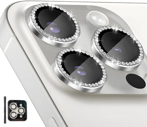 Vista 16 de Protector de lente de cámara para iPhone 14 Pro/iPhone 14 Pro Max, cubierta de lente de anillo de aleación de aluminio de vidrio templado individual