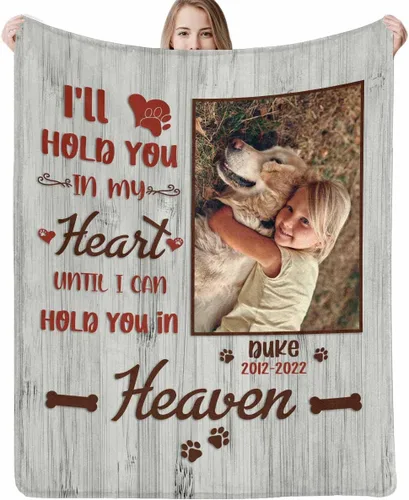 Vista 12 de Manta personalizada con imagen, mantas de memoria personalizadas para perros, hechas en Estados Unidos, imagen personalizada para pérdida de 1 Foto