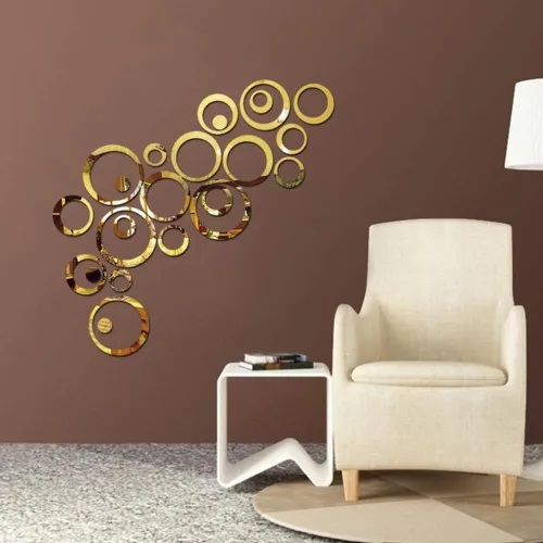Vista 12 de 24 calcomanías de pared de espejo circular acrílico, removibles autoadhesivas, espejo acrílico, decoración de pared redonda para sala de estar