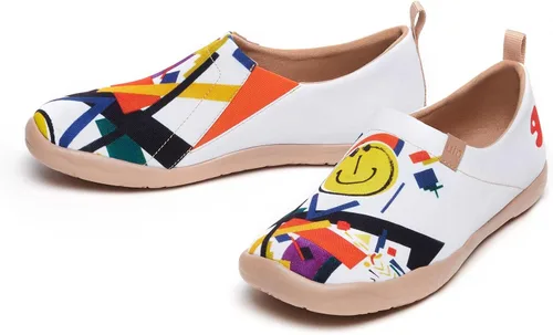 Vista 7 de UIN Zapatos planos de lona para hombre, ligeros, para caminar, casuales, cómodos, pintados con arte