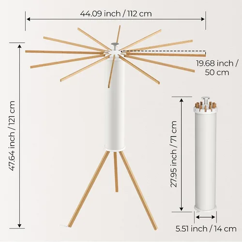 Vista 2 de SUNOUTLY Estante de secado de ropa con trípode, estante portátil y plegable para ahorrar espacio, estante para secadora de ropa, balcón, dormitorio
