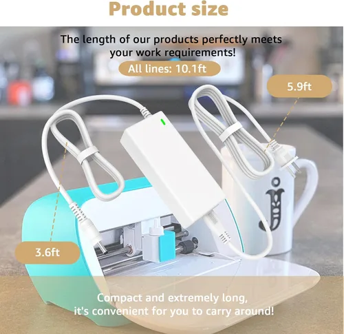 Vista 3 de Cable de alimentación compatible con el cargador Cricut Joy de la cortadora DC18V
