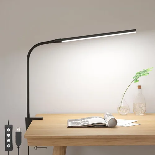 Vista 10 de Lepro - Lámpara de escritorio pequeña con abrazadera, lámparas de lectura LED con 450 lm, 3 modos de color, 10 niveles de brillo, lámpara