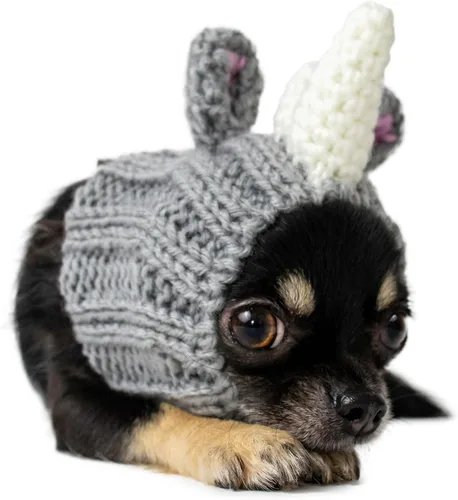 Vista 12 de Zoo Snoods Vestido de Jirafa - Redecilla tejida para perros con cubreorejas para mascotas, cubierta cálida para el cuello para Halloween e invierno