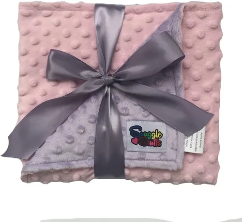 Vista 5 de Manta de bebé suave unisex reversible para niños Minky Dot - (crema/gris)
