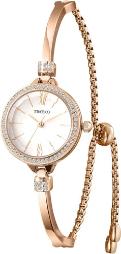 Vista 16 de TIME100 Reloj de pulsera para mujer, de cuarzo, con esfera verde, bisel con cristales en el movimiento, correa de pulsera con diamantes, resistente