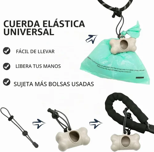 Vista 4 de Dispensador de bolsas de recogida de caca de perro con 1 rollo de color aleatorio, bolsas de residuos para perros a prueba de fugas y perfumadas