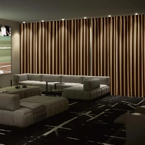 Vista 13 de Frelement Cortinas de cine de terciopelo con ganchos planos de privacidad con forro opaco para sala de cine, sala de cine, escenario, villa, 100