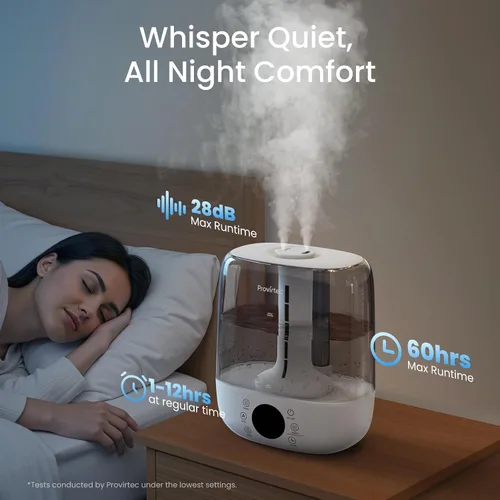 Vista 8 de Provirtec 6L MistGrove Self-Cleaning Humidifier Bedroom, Warm Cool Mist