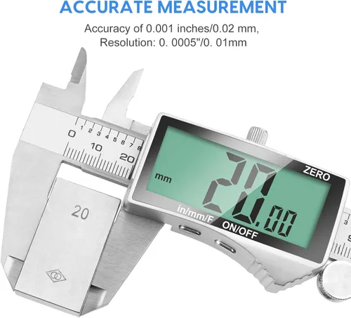 Vista 2 de Calibre Digital, Herramienta de Calibre de 6 Pulgadas con Pantalla LCD Extra Grande, Función de Apagado Automático, Cambio Fácil entre Pulgadas