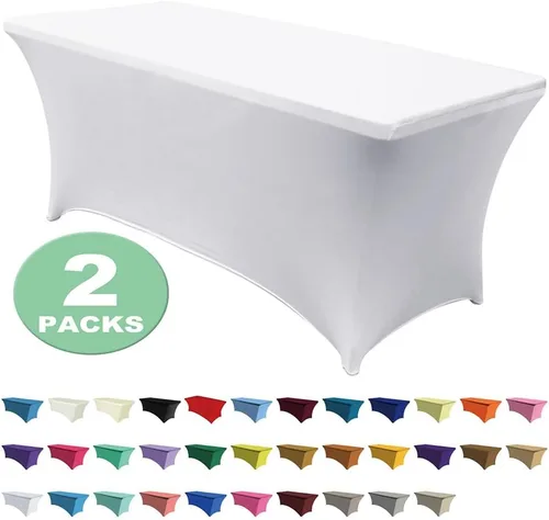 Vista 9 de ABCCANOPY - Paquete de 2 manteles elásticos de elastano de 4 pies Fitted, Washable and Wrinkle Resistant Table Protector for Wedding