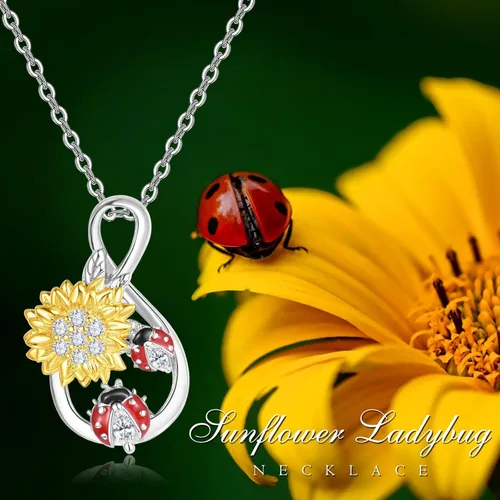 Vista 7 de Dreamboat Sunflower Necklace for Women 925 Sterling Silver You Are My Sunshine Crystal Necklace Flowers Jewelry Christmas Gifts for Wife Daughter