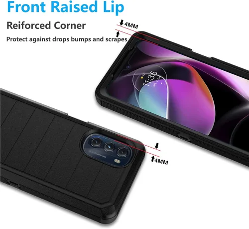 Vista 7 de Njjex Funda resistente para Moto G 5G 2022, para Motorola G 5G 2022 con funda de clip para cinturón, protector de pantalla integrado resistente a