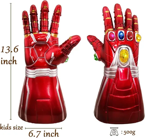 Vista 3 de Haho Iron Man - Guante infinito de Iron Man con luz LED de piedra para Halloween accesorios de cosplay adulto color rojo Rojo