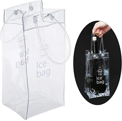 Vista 7 de Bolsa de vino de hielo, portátil, plegable, transparente, con asa, para fiestas, exteriores, champán, cerveza fría, vino blanco, bebidas frías