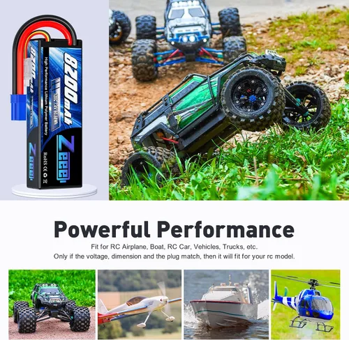 Vista 5 de Zeee 2S Lipo Battery 8200mAh 7.4V 120C Estuche rígido Batería de coche RC con enchufe EC5 para vehículos RC 1/8 1/10 RC Car Truck Truggy RC Boat