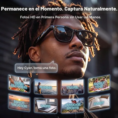 Vista 3 de EarlySincere Gafas inteligentes AI, cámara POV de 8MP 4K, video HD EIS
