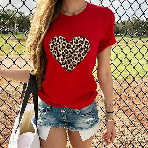 Vista 25 de Camisetas de manga corta con estampado de corazón para mujer, camisetas de ajuste regular, linda y divertida, ropa de regalo 2023