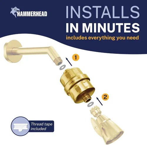 Vista 7 de HammerHead Showers® Cabezal de Filtro de Ducha de Metal Sólido – Filtro de Ducha KDF 55, Filtros de Ducha Universales de Alta Presión para Eliminar