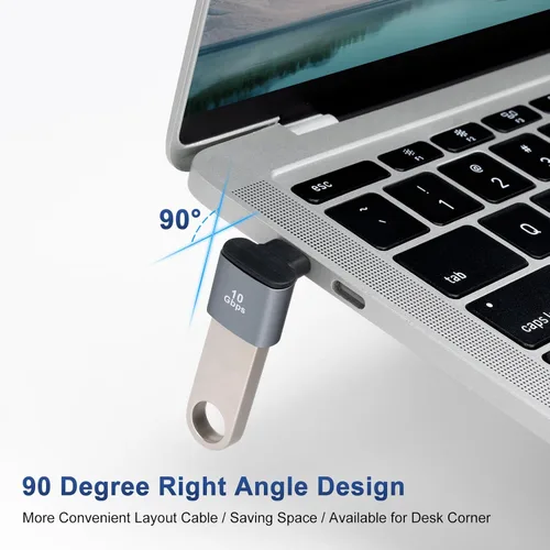 Vista 6 de Adaptador USB C a USB 3.1 OTG de 90 grados (paquete de 2), adaptador USBC tipo C macho a USB hembra, transferencia de datos 10G para smartphone