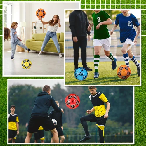 Vista 6 de Deekin 6 pelotas de fútbol a granel con inflador, tamaño oficial, para interiores y exteriores, regalo de fútbol para niños, adolescentes y adultos
