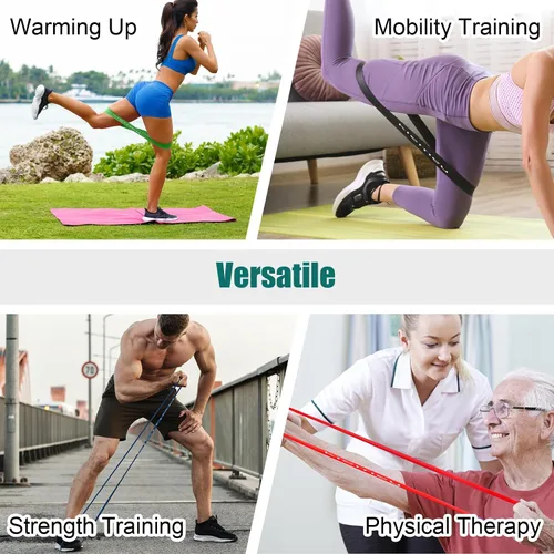 Vista 5 de Bandas de resistencia de látex mini bucle para entrenar piernas, versión de 2.4 in de ancho Elastic Stretch Bands For Exercise Loop Bands, Rubber