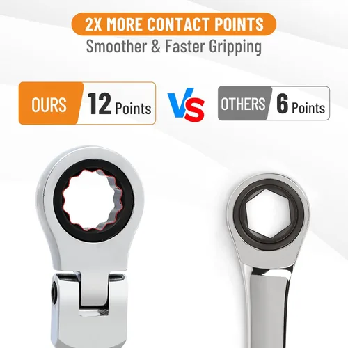 Vista 3 de B4B BANG 4 BUCK Llave de 3/4, llave combinada de trinquete de cabeza flexible, grado industrial, 72 dientes, 12 puntos, caja de trinquete de extremo