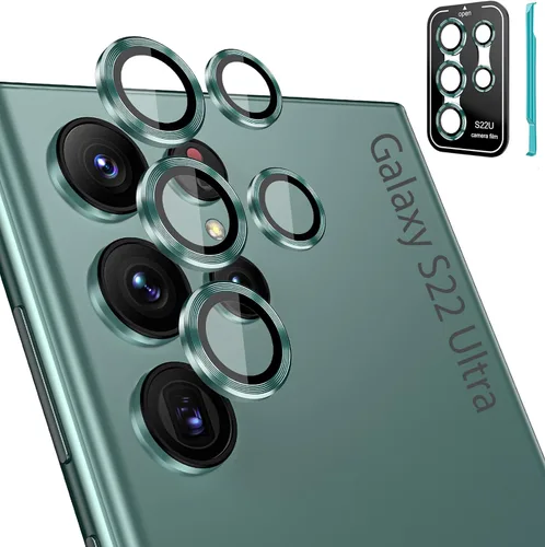 Vista 13 de Tensea Protector de lente de cámara Samsung Galaxy S22 Ultra, protector de pantalla de vidrio templado 9H, anillo individual de metal para S22 Ultra