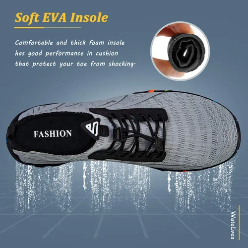 Vista 5 de WateLves - Zapatos de agua para hombres y mujeres, para natación, playa, piscina, surfear, hacer yoga o aeróbico acuático, calcetines para el agua