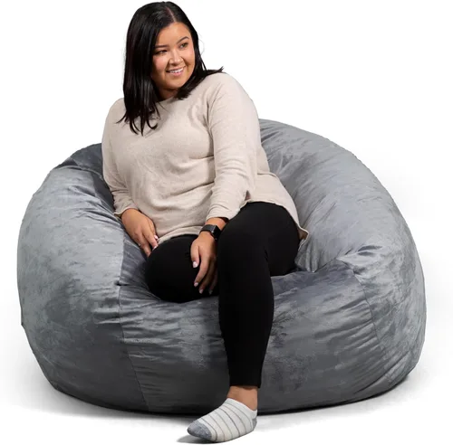 Vista 80 de Big Joe Fuf Silla Puf de Espuma de 5 Pies de Tamaño Extra Grande con Funda Extraíble para Niños, Adolescentes, Adultos, Onyx Lenox, Poliéster Tejido