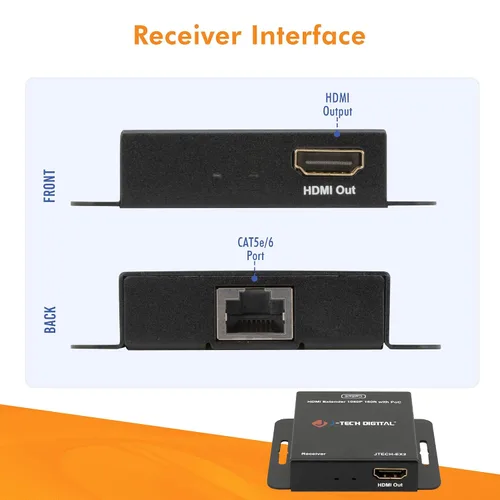 Vista 7 de J-Tech Digital Extensor HDMI a través de Ethernet único Cat5e/6/7 1080P hasta 1080P 160 pies Soporte PoC 3D Audio Digital, funciona con computadora