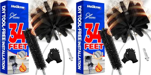 Vista 9 de Holikme Kit limpiador de ventilación de secadora de 32 pies, cepillo flexible mejorado para pelusa con accesorio de taladro, se extiende hasta 32