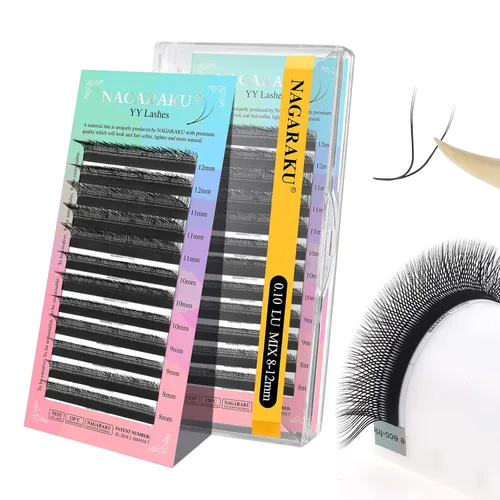 Vista 119 de NAGARAKU YY - Extensiones de pestañas, suministros Y, Lash 4D, Easy Fan, pestañas cruzadas de volumen ruso, pestañas YY, tejidas a mano, malla