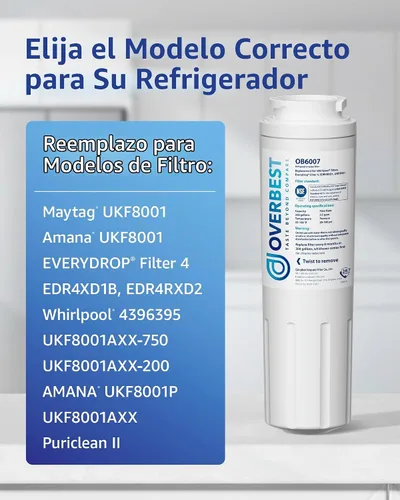 Vista 4 de Overbest UKF8001 Reemplazo para cada filtro de refrigerador Drop 4, paquete de 3
